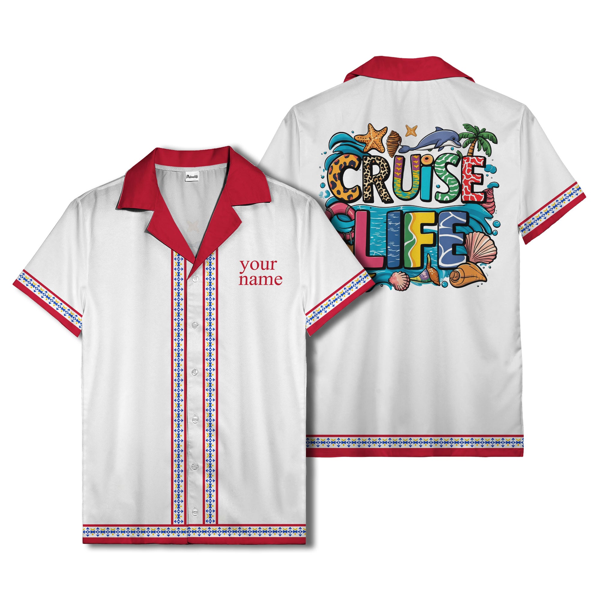 retro bowling diamond geometric personalized hawaiian shirt for men