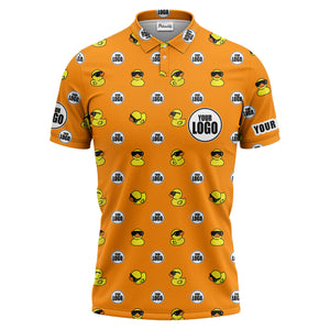 rubber duck repeat cartoon pattern custom logo black polo shirt for men