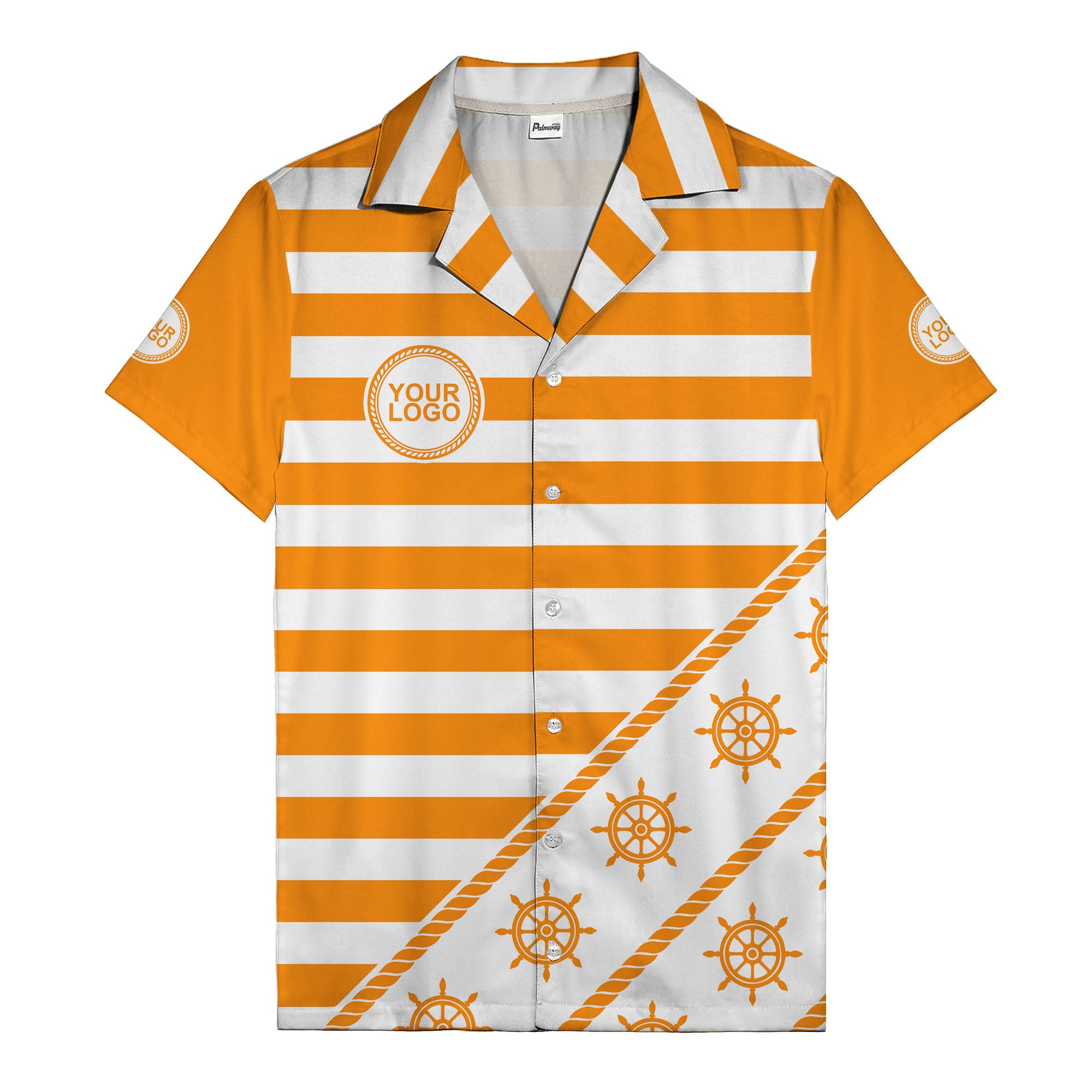 ship wheel and rope striped nautical maritime hawaiian shirt