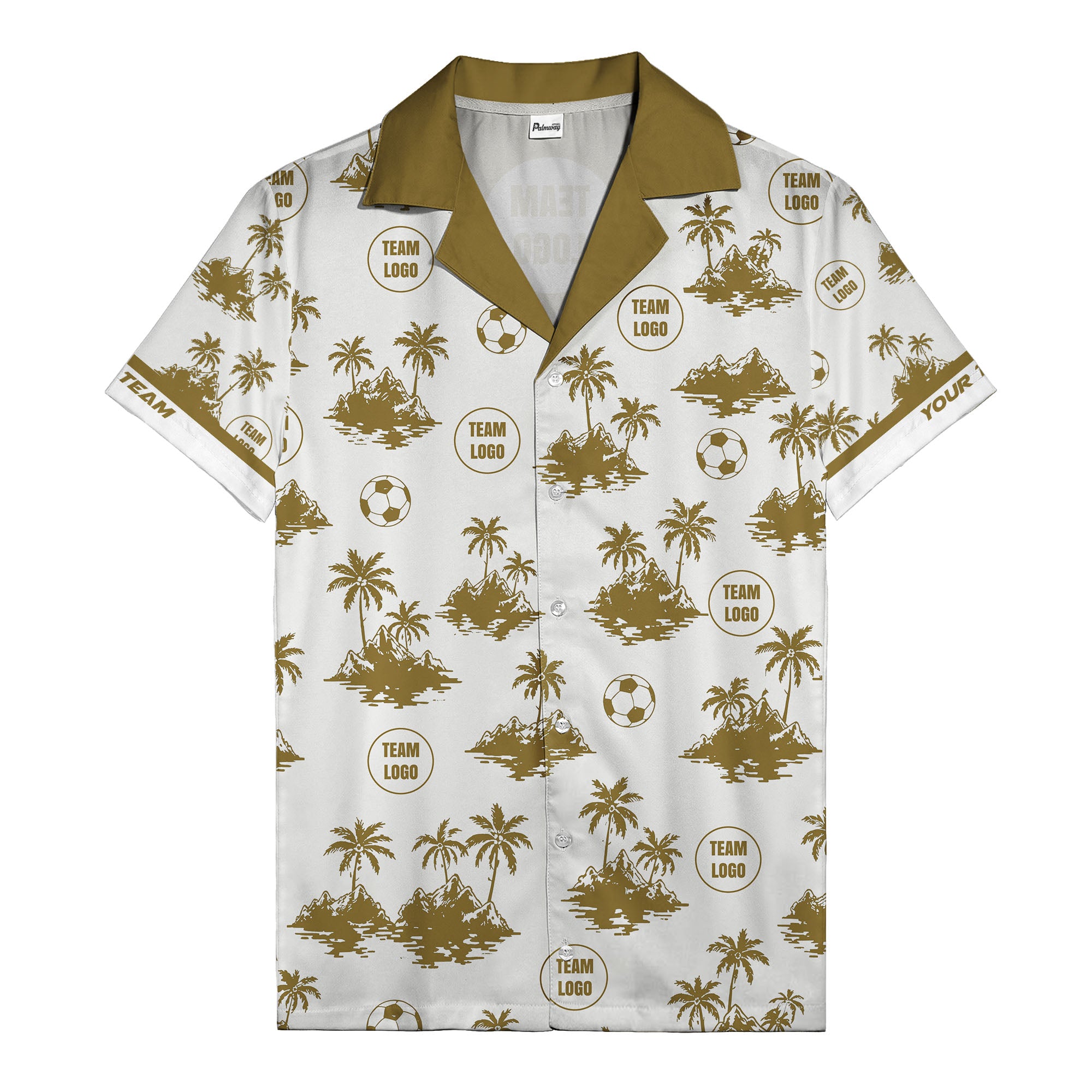 soccer balls & palm trees island repeat black white hawaiian shirt