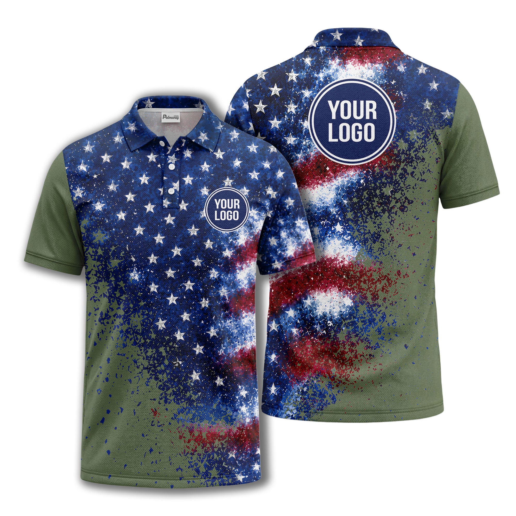 stars & stripes american flag all over print polo shirt