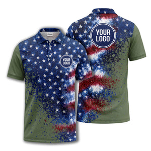 stars & stripes american flag all over print polo shirt