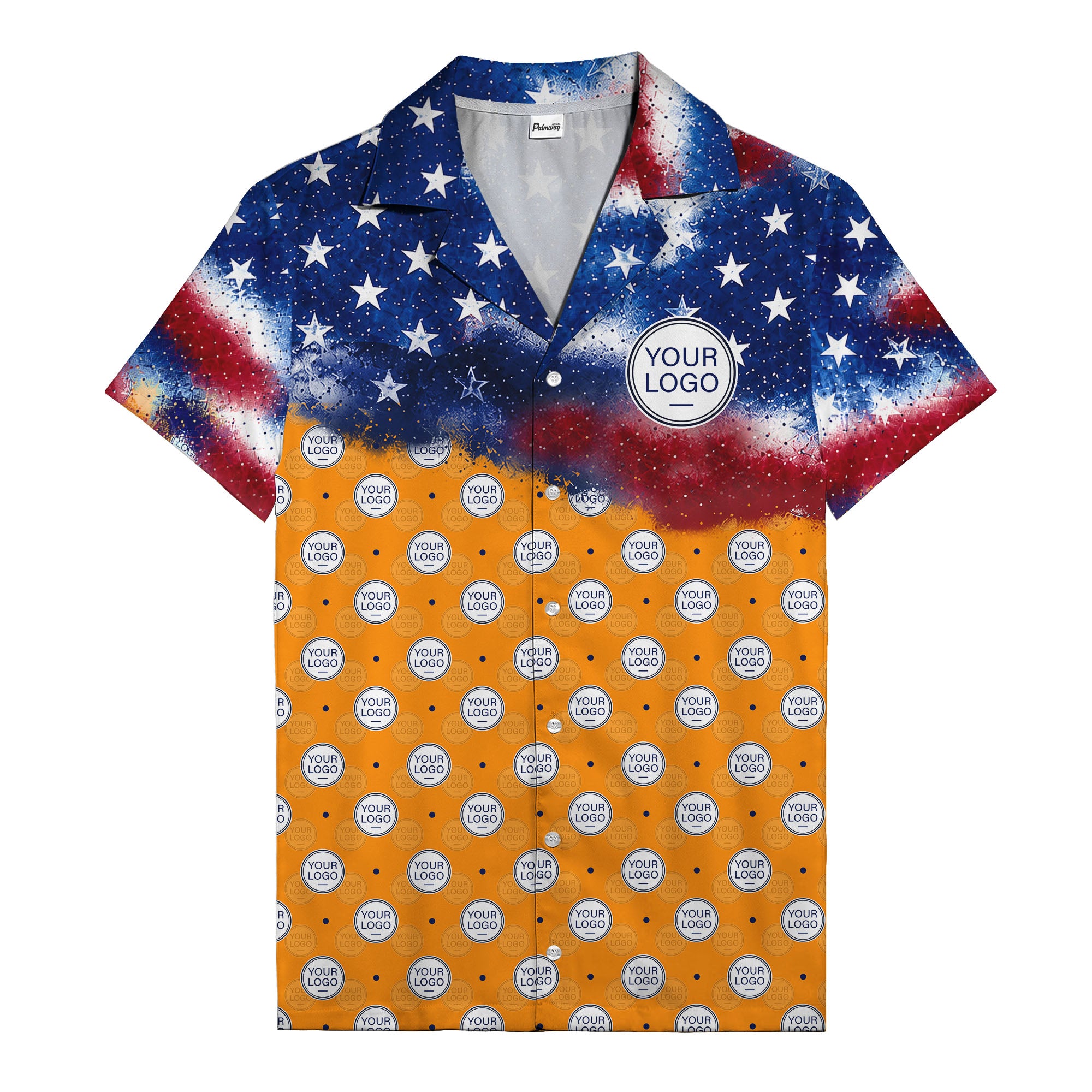stars & stripes american flag custom logo patriotic hawaiian shirt