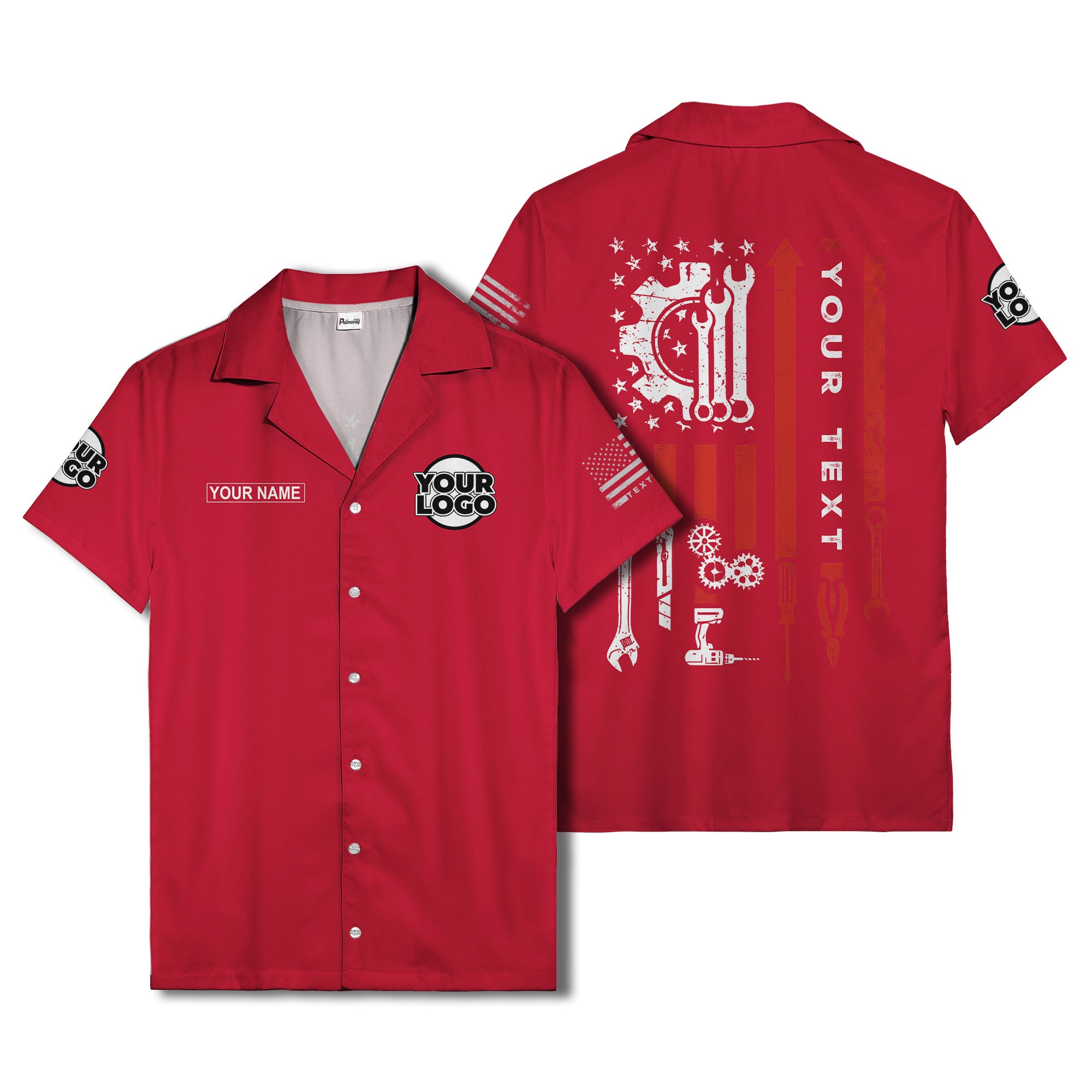 stars & stripes american flag custom logo patriotic hawaiian shirt