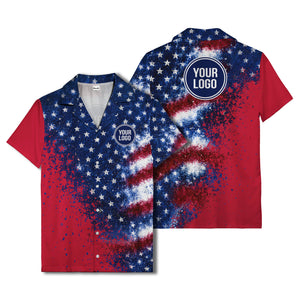 stars & stripes watercolor splash patriotic hawaiian shirt