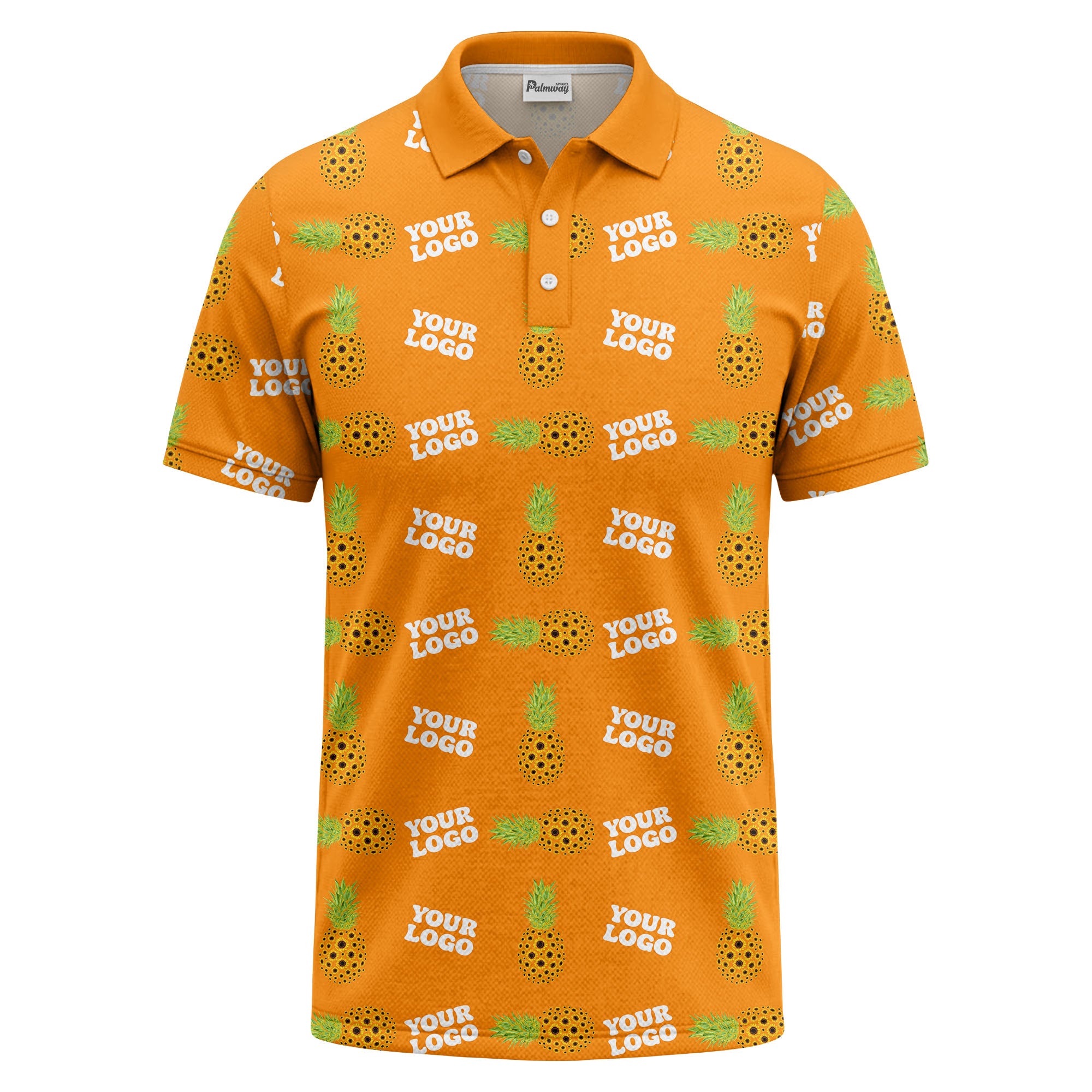 sunflower pineapple repeat custom logo polo shirt for beach days