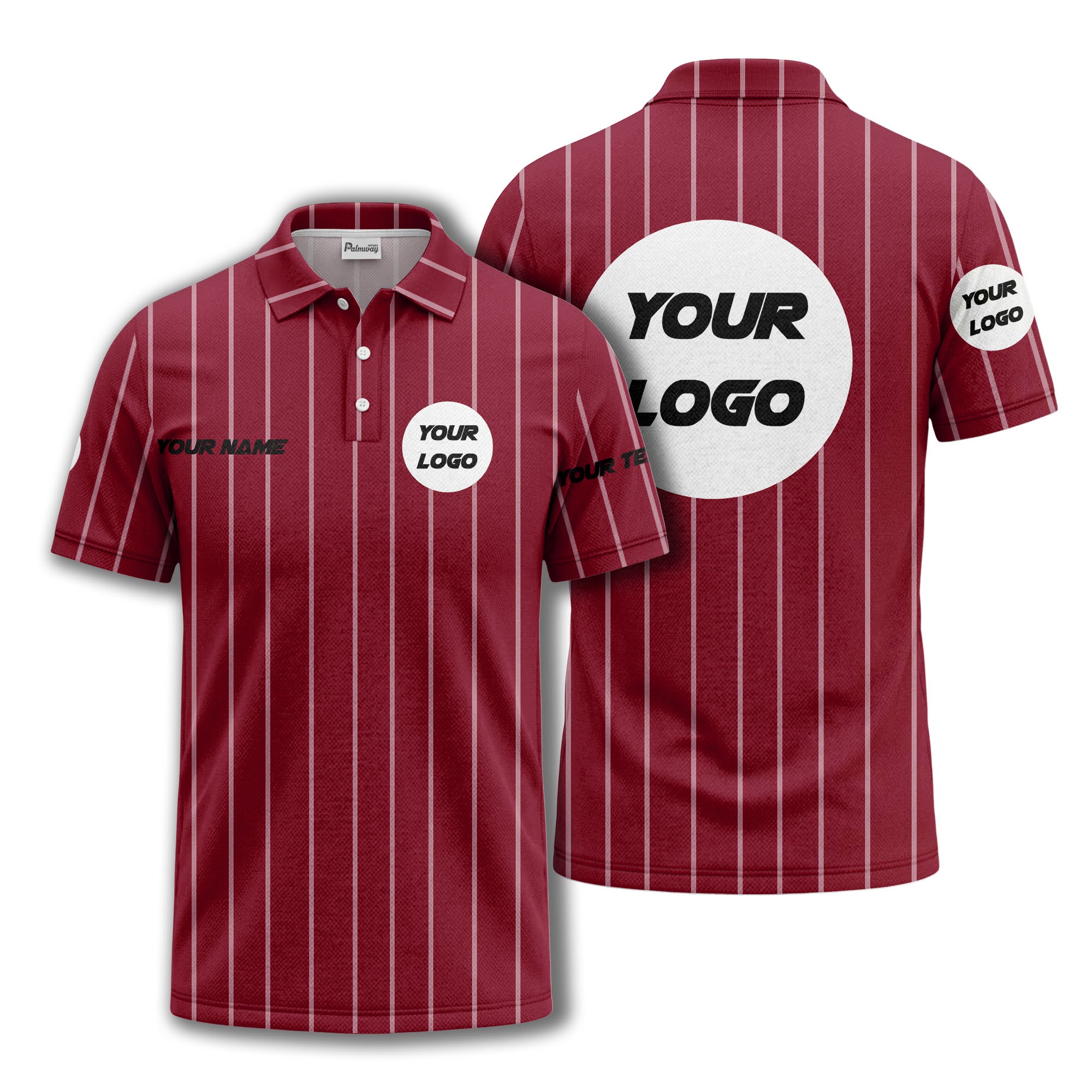vertical pinstripe custom logo personalized text polo shirt