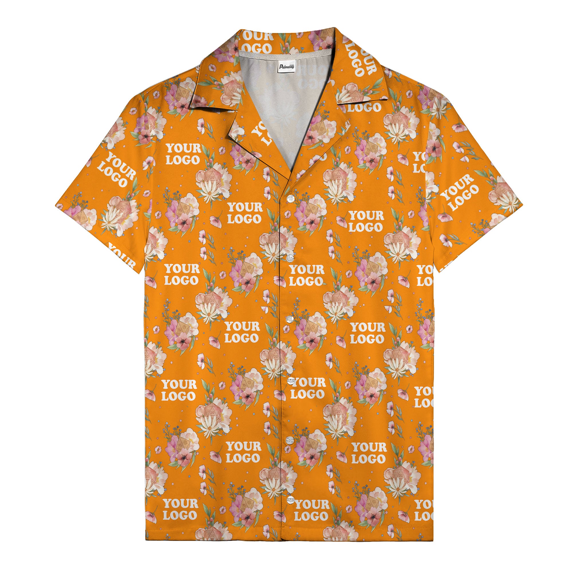 watercolor floral d20 dice hawaiian shirt with custom logo space