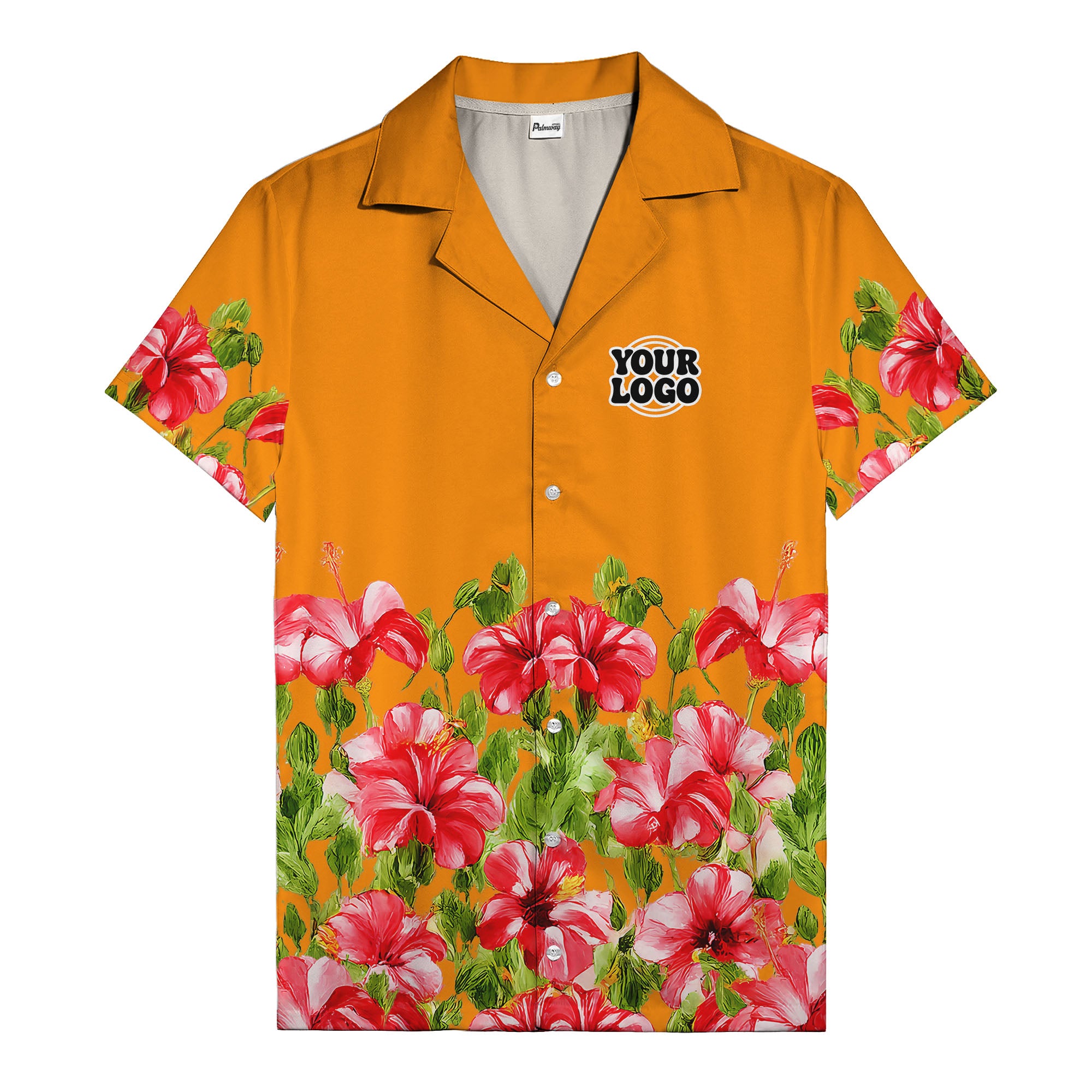watercolor hibiscus & leaf aloha hawaiian shirt for men