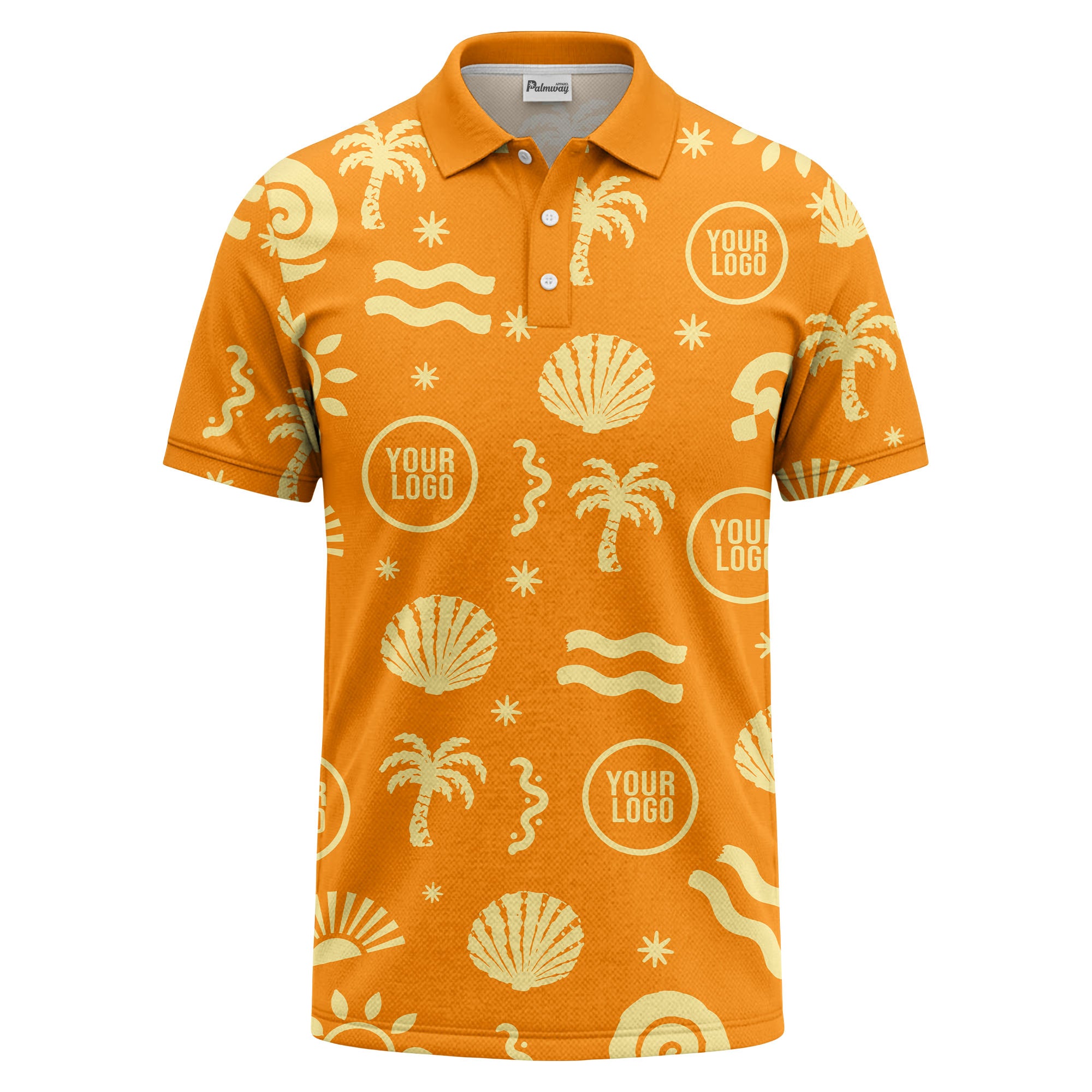 watercolor palm trees seashells waves polo shirt for beach vacation