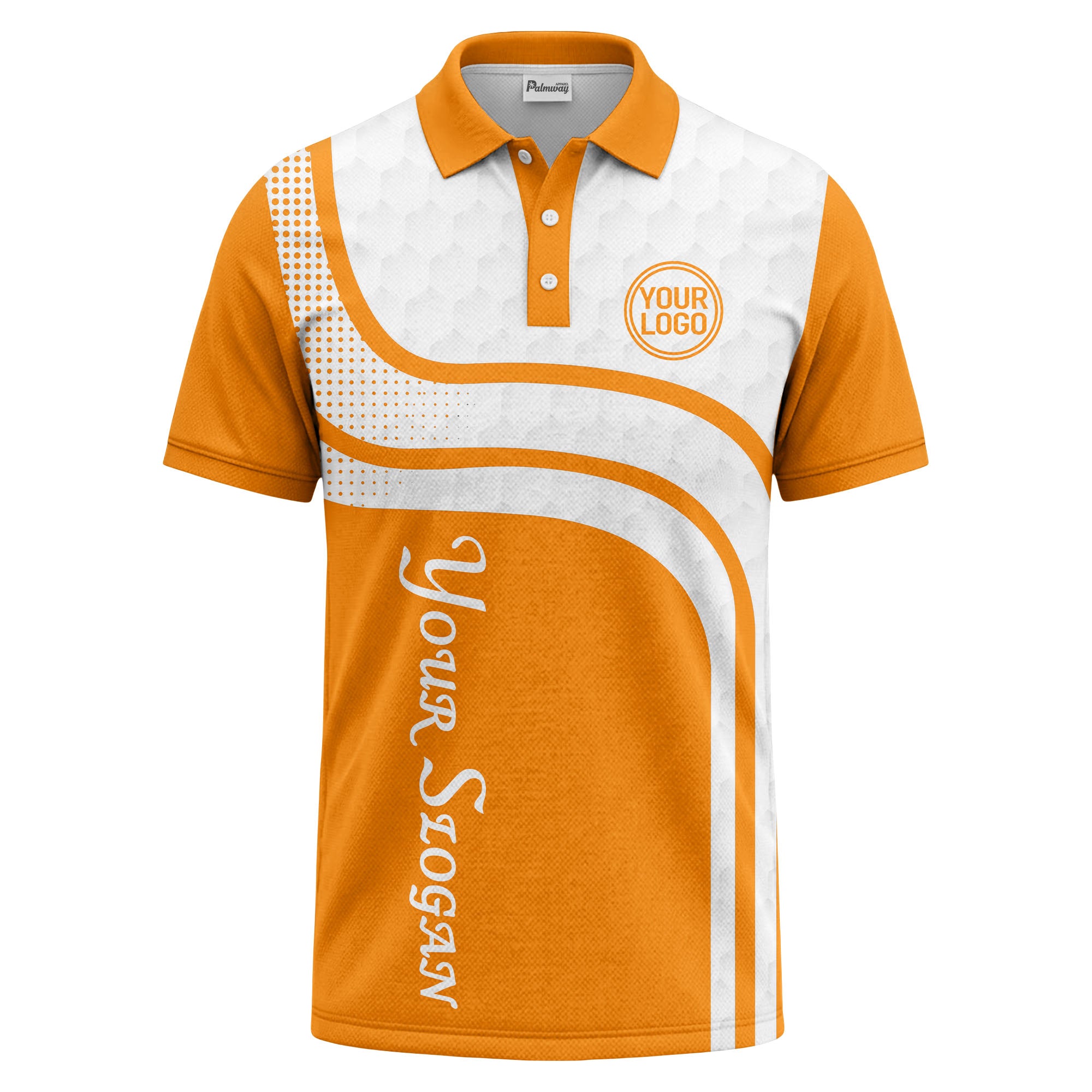 wave hexagon graphic golf polo shirt with custom logo