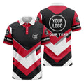 Custom Geometric Chevron Block Graphic Short Sleeve Polo Shirt - Personalized Name & Logo HVAC Uniform Polo