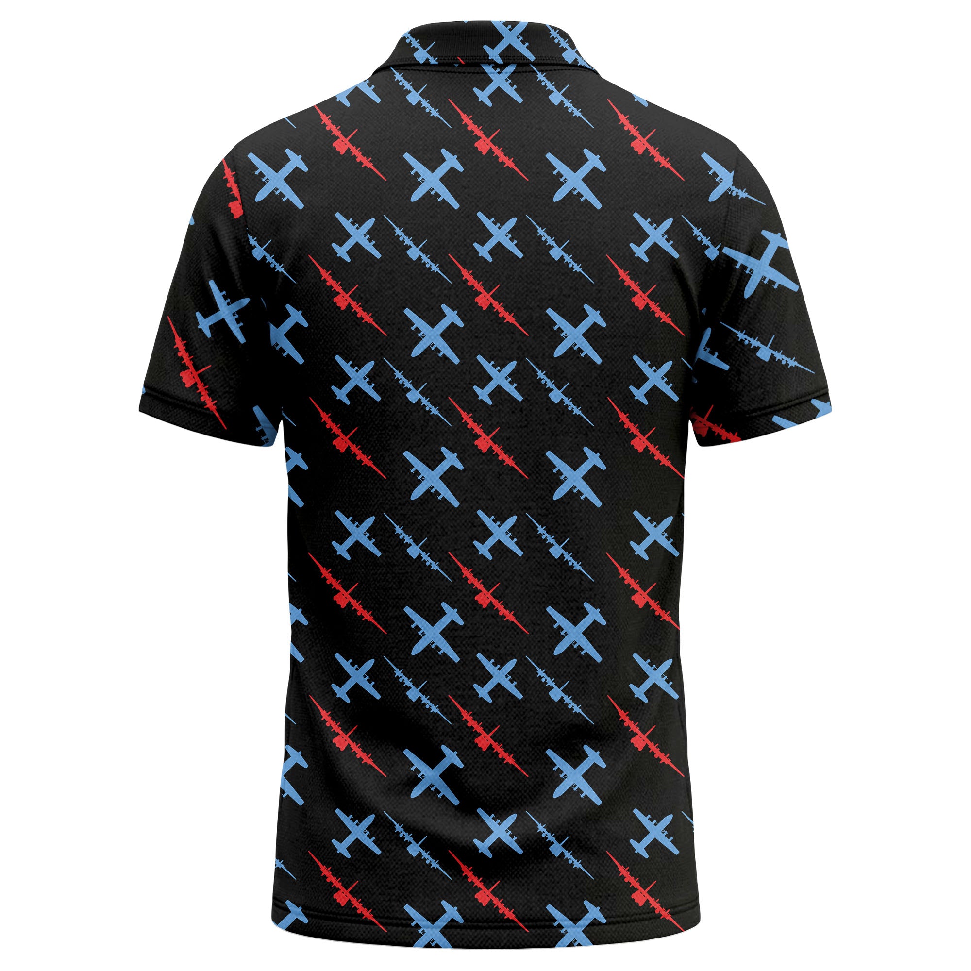 airplane silhouette repeat aviation graphic polo shirt for men