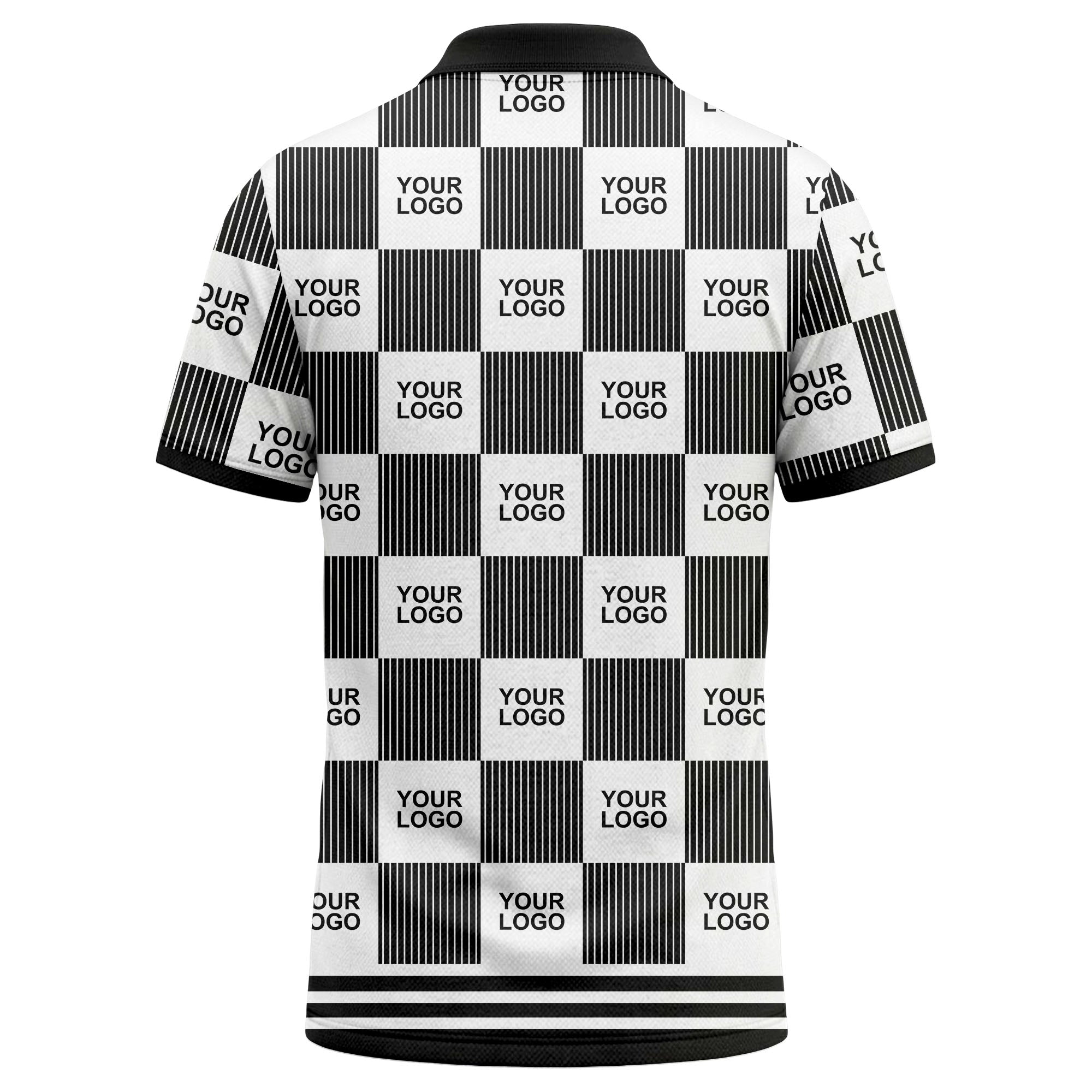 barcode graphic custom logo black white polo shirt for men