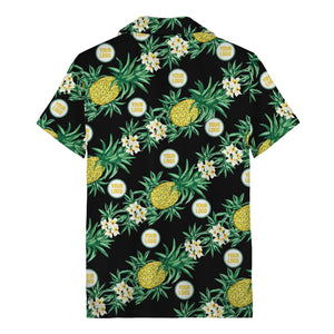 black pineapple & plumeria photographic all over hawaiian shirt