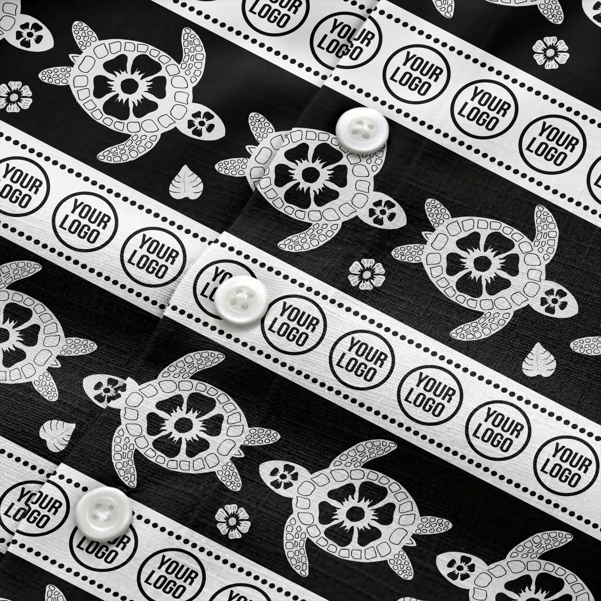 black sea turtles & white floral repeat hawaiian shirt for men