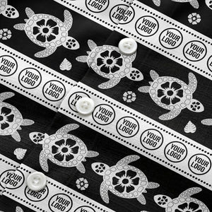 black sea turtles & white floral repeat hawaiian shirt for men