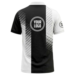 bold diagonal black & white stripes custom logo polo shirt