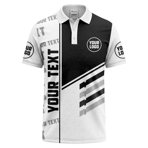 bold geometric stripes & custom text placeholder modern polo shirt