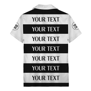 bold horizontal stripes customizable text hawaiian shirt for men