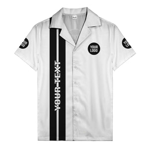 bold vertical stripe custom logo hawaiian shirt for men
