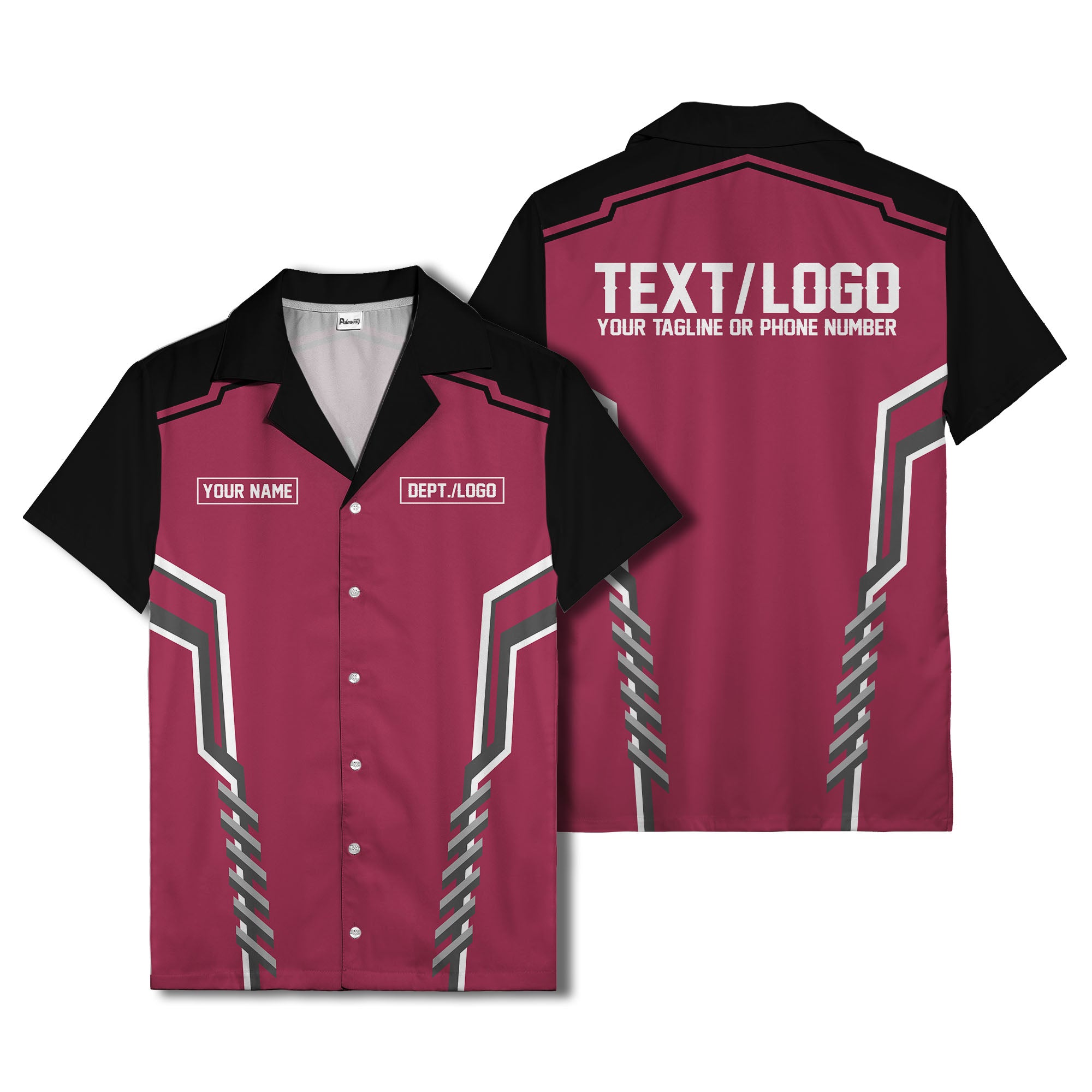 bowling team stripe name box hawaiian shirt for men