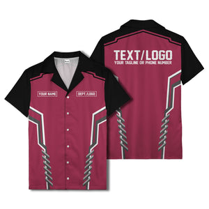 bowling team stripe name box hawaiian shirt for men