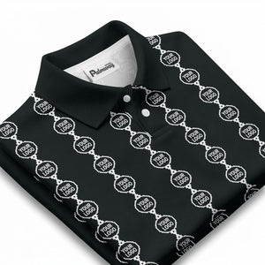 chain link customizable logos black white graphic polo shirt