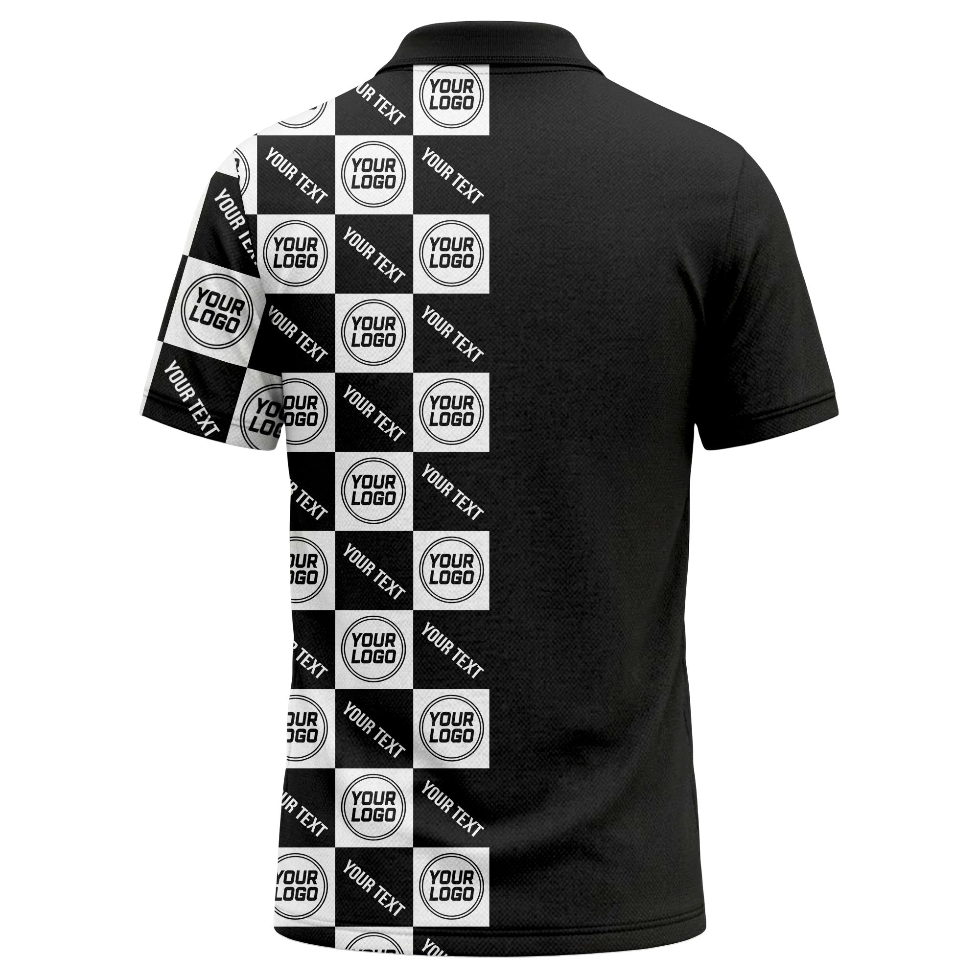checkerboard repeat logo text black white customizable polo shirt
