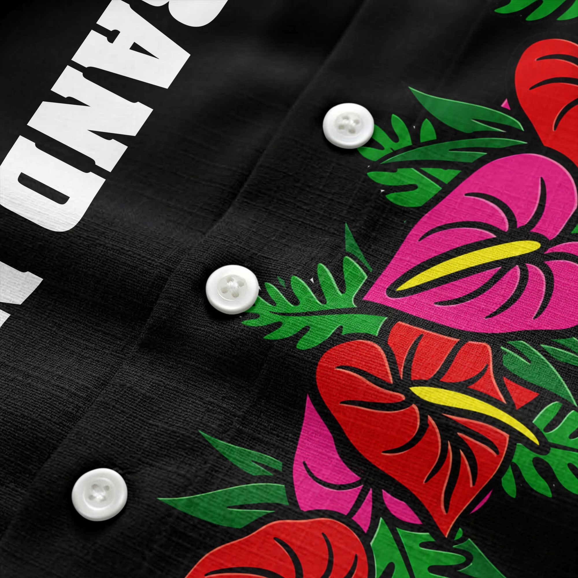 coral anthurium blooms & emerald leaf stripes hawaiian shirt for men