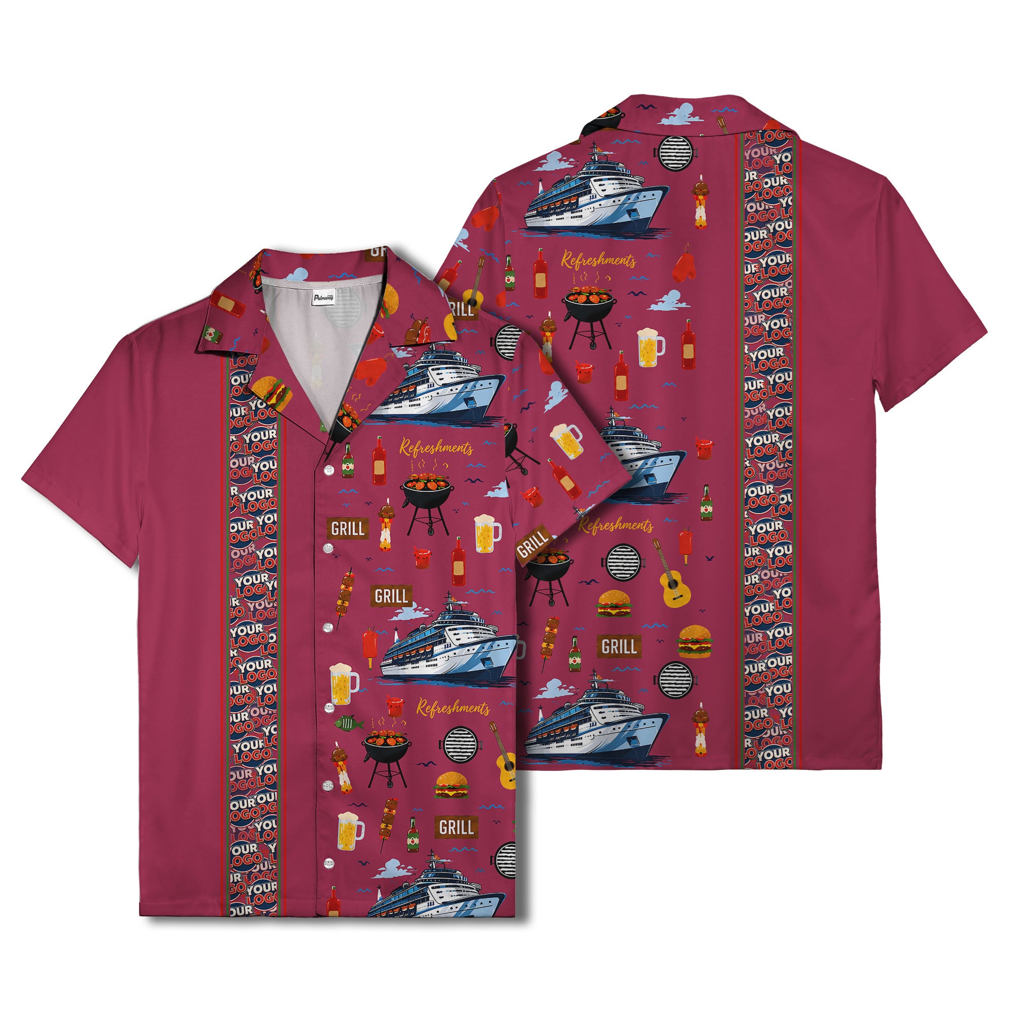 cruise ship grill & refreshments fun cartoon hawaiian shirt for men