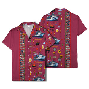 cruise ship grill & refreshments fun cartoon hawaiian shirt for men