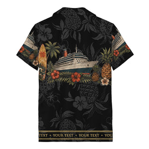 cruise ship surfboard pineapple palm hibiscus hawaiian shirt