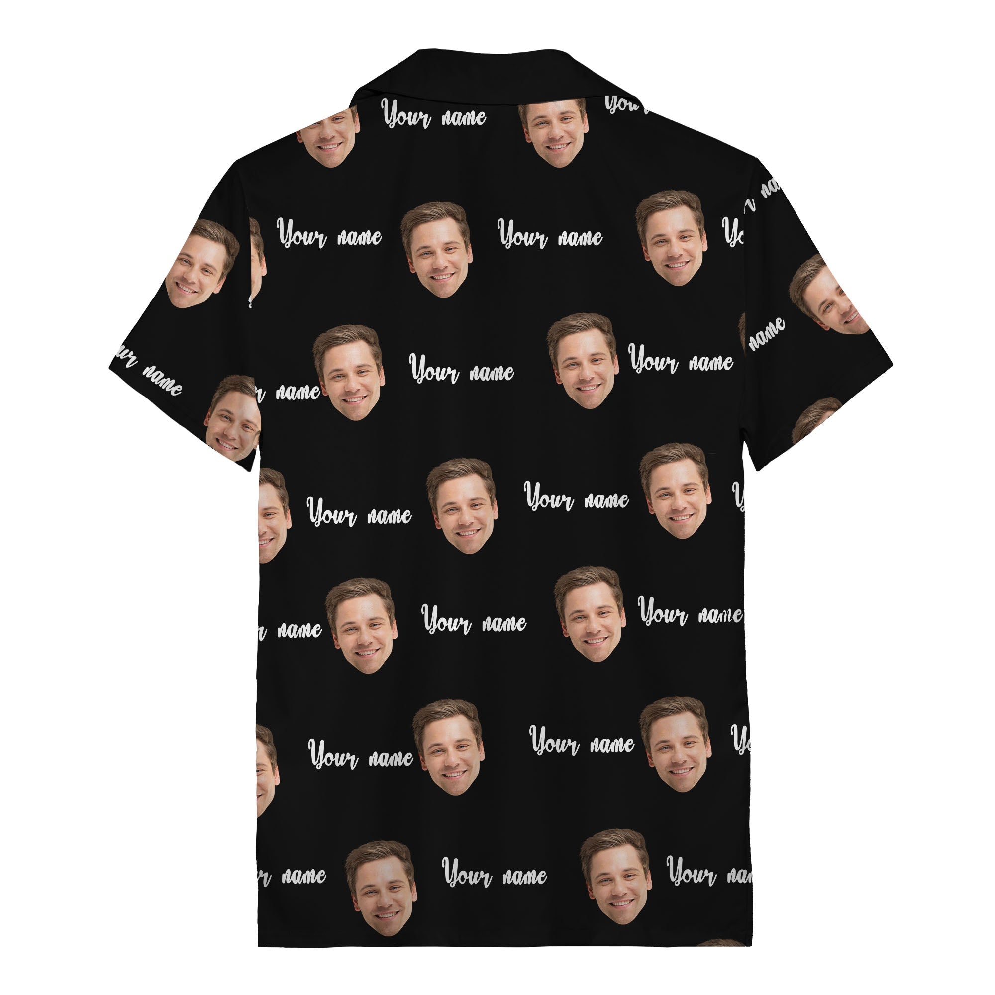 custom face portrait & personalized text repeat hawaiian shirt