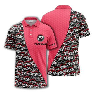 custom logo circles & hexagons grid polo shirt for men