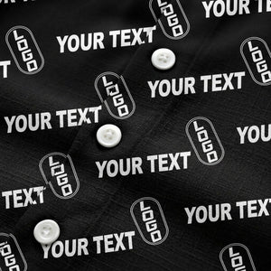 custom logo & editable text repeat pattern black hawaiian shirt