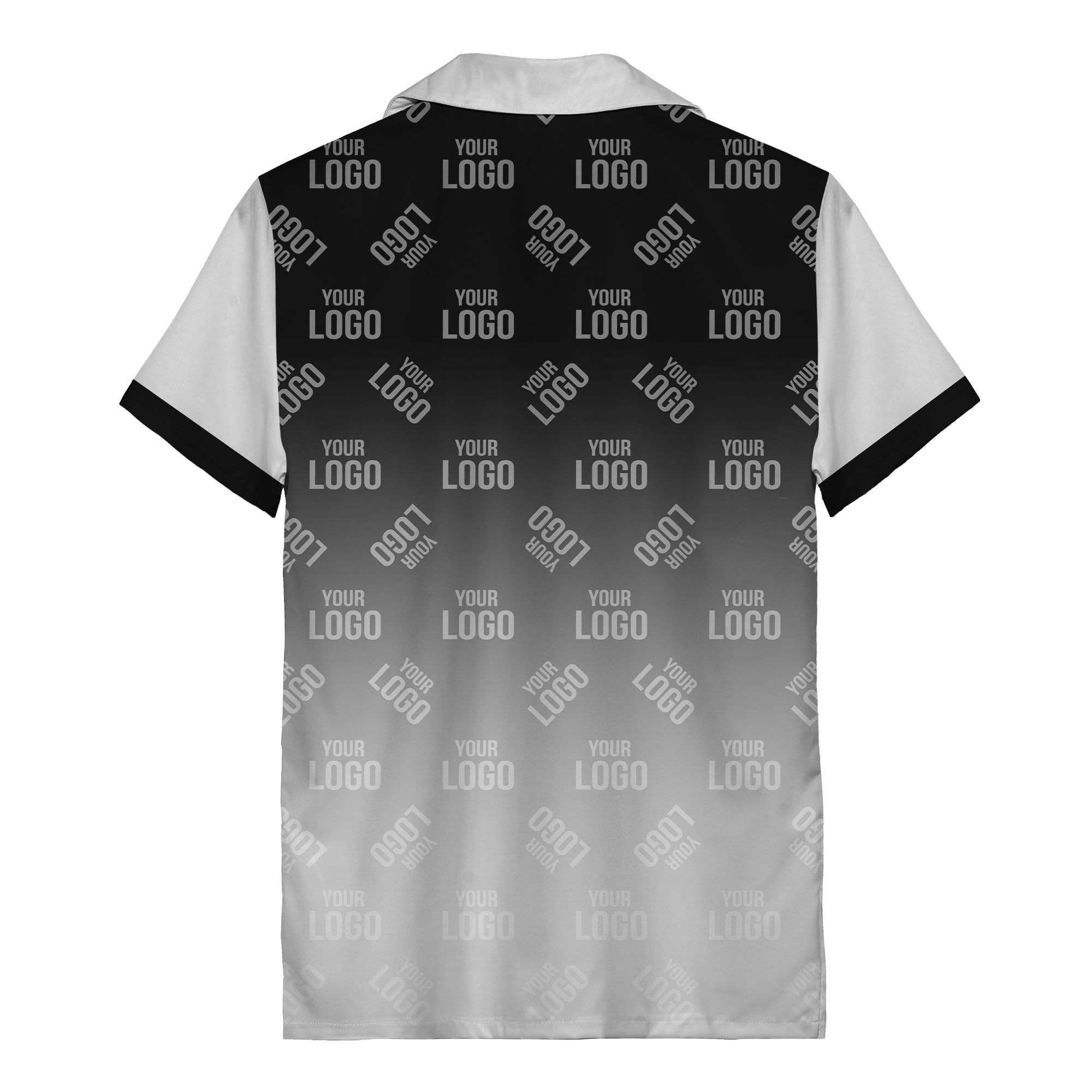 custom logo gradient fade black to white hawaiian shirt
