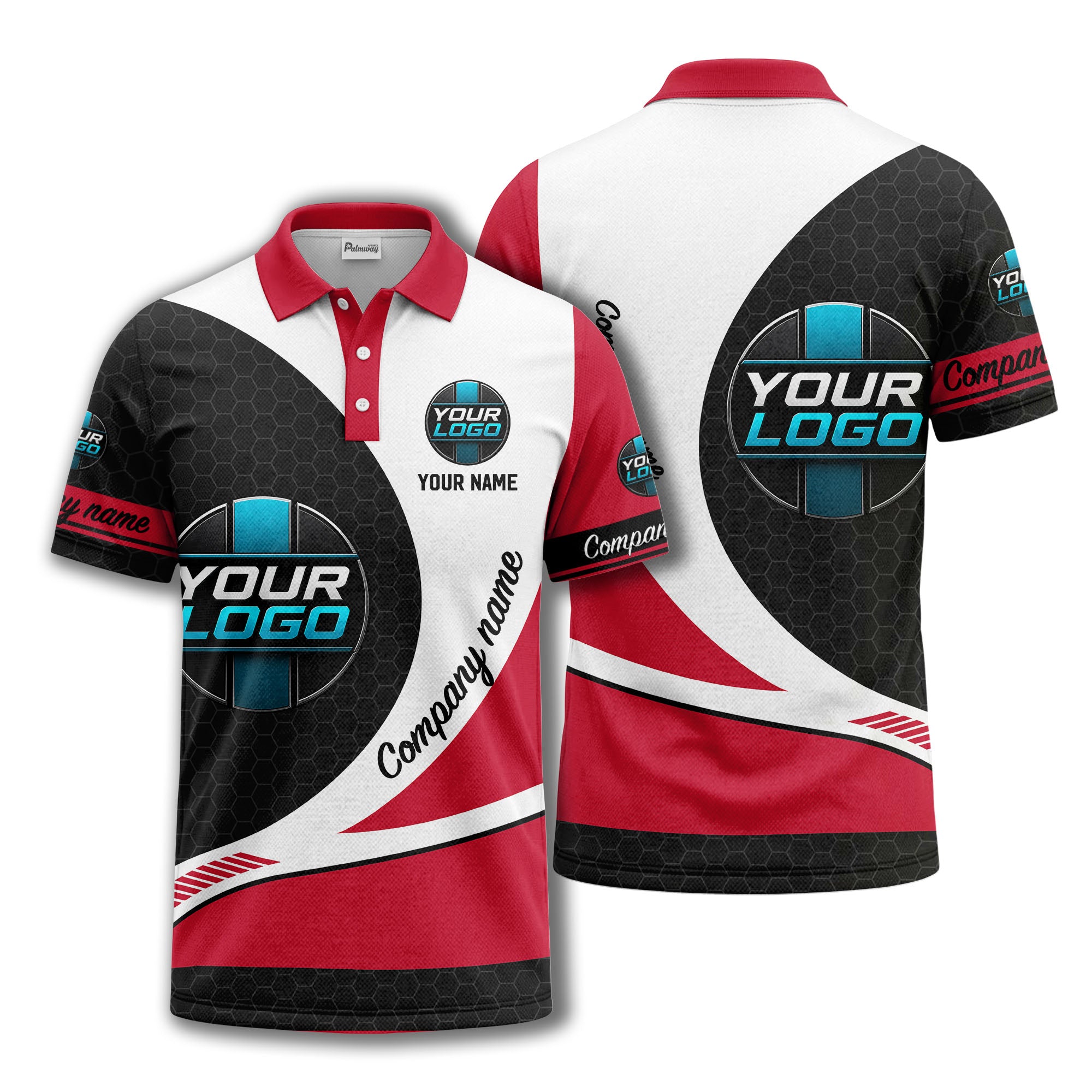 custom logo hexagon diagonal stripes polo shirt for men