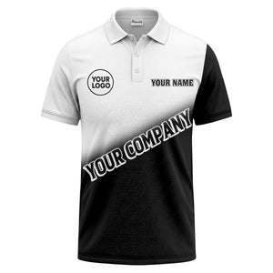 custom logo & name black white gradient corporate polo shirt