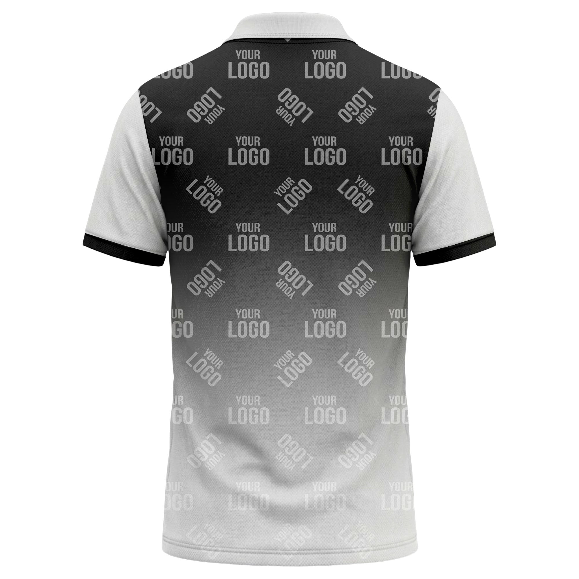 custom logo repeat gradient polo shirt for men in black & white