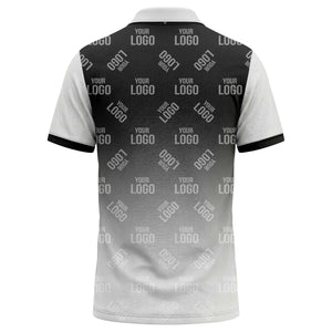 custom logo repeat gradient polo shirt for men in black & white