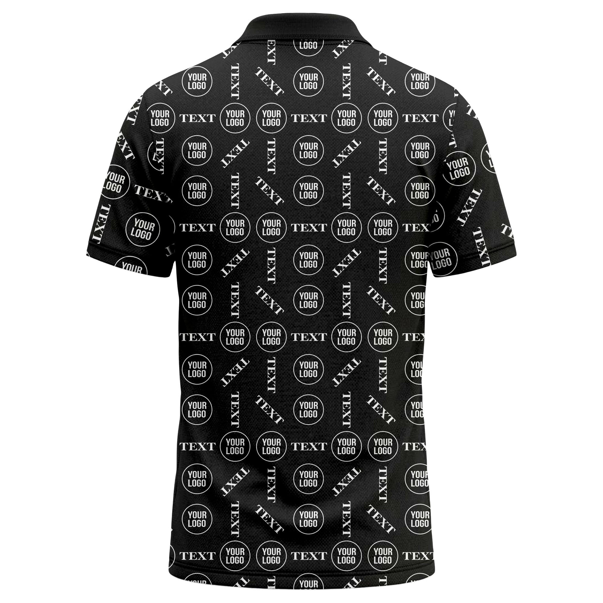 custom logo & text repeat all over print polo shirt