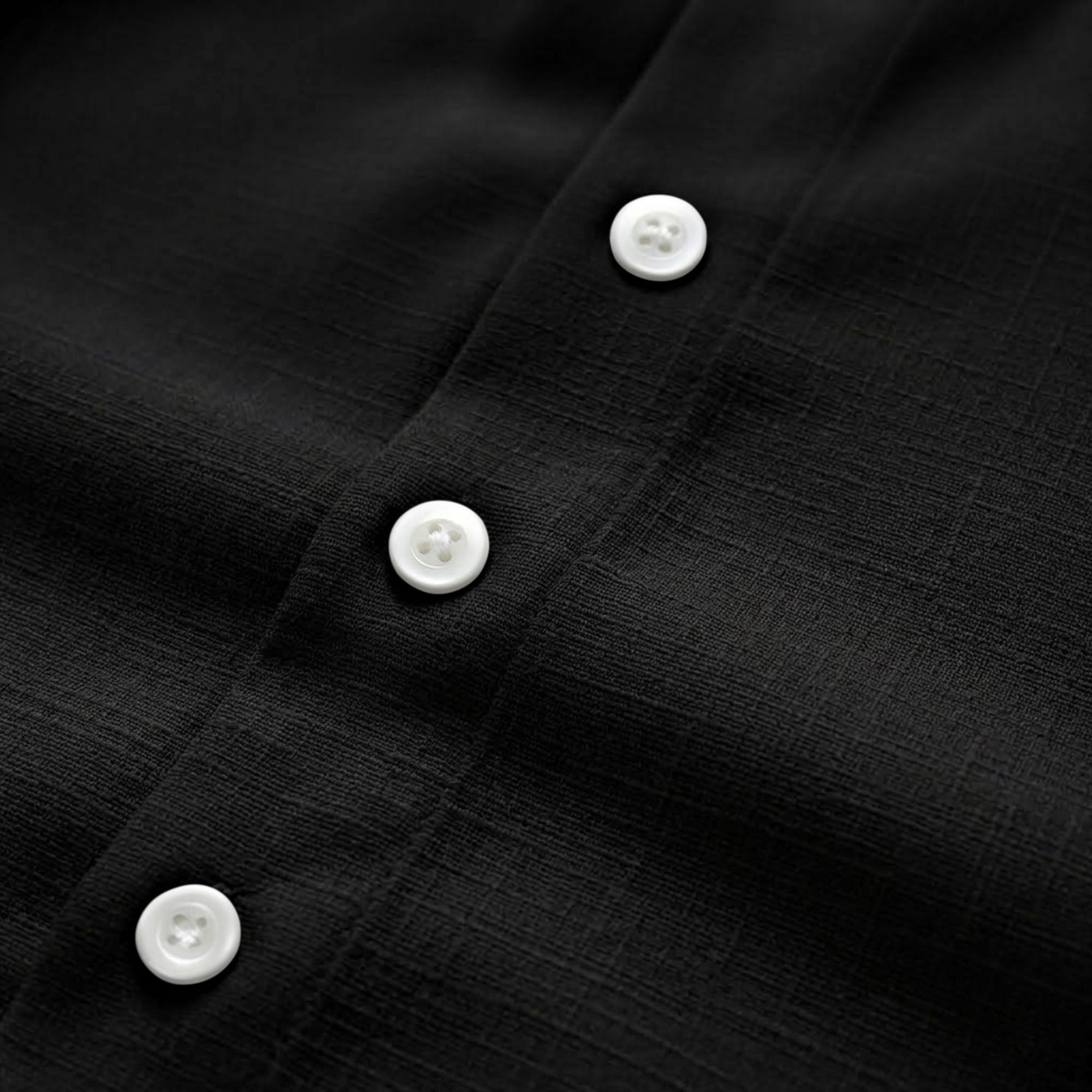 custom logo typography on solid black minimalist modern hawaiian shirt