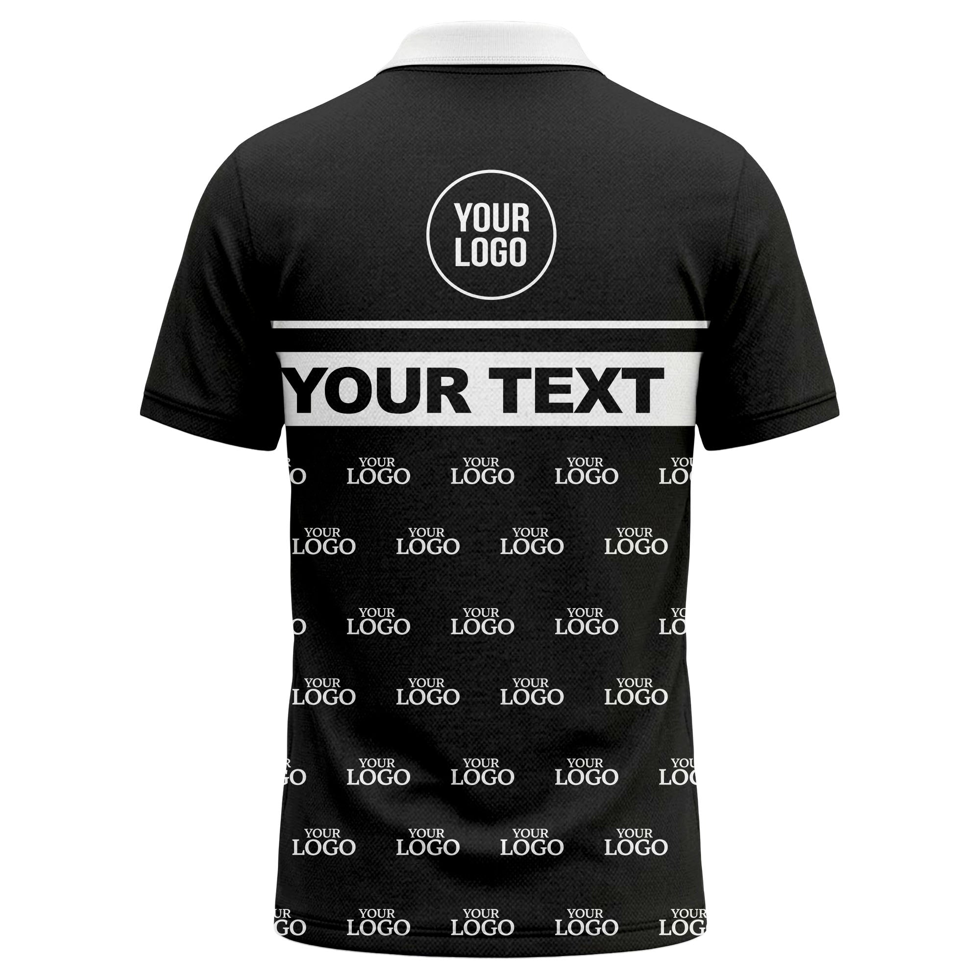 custom monogram logo repeat & text banner all over polo shirt