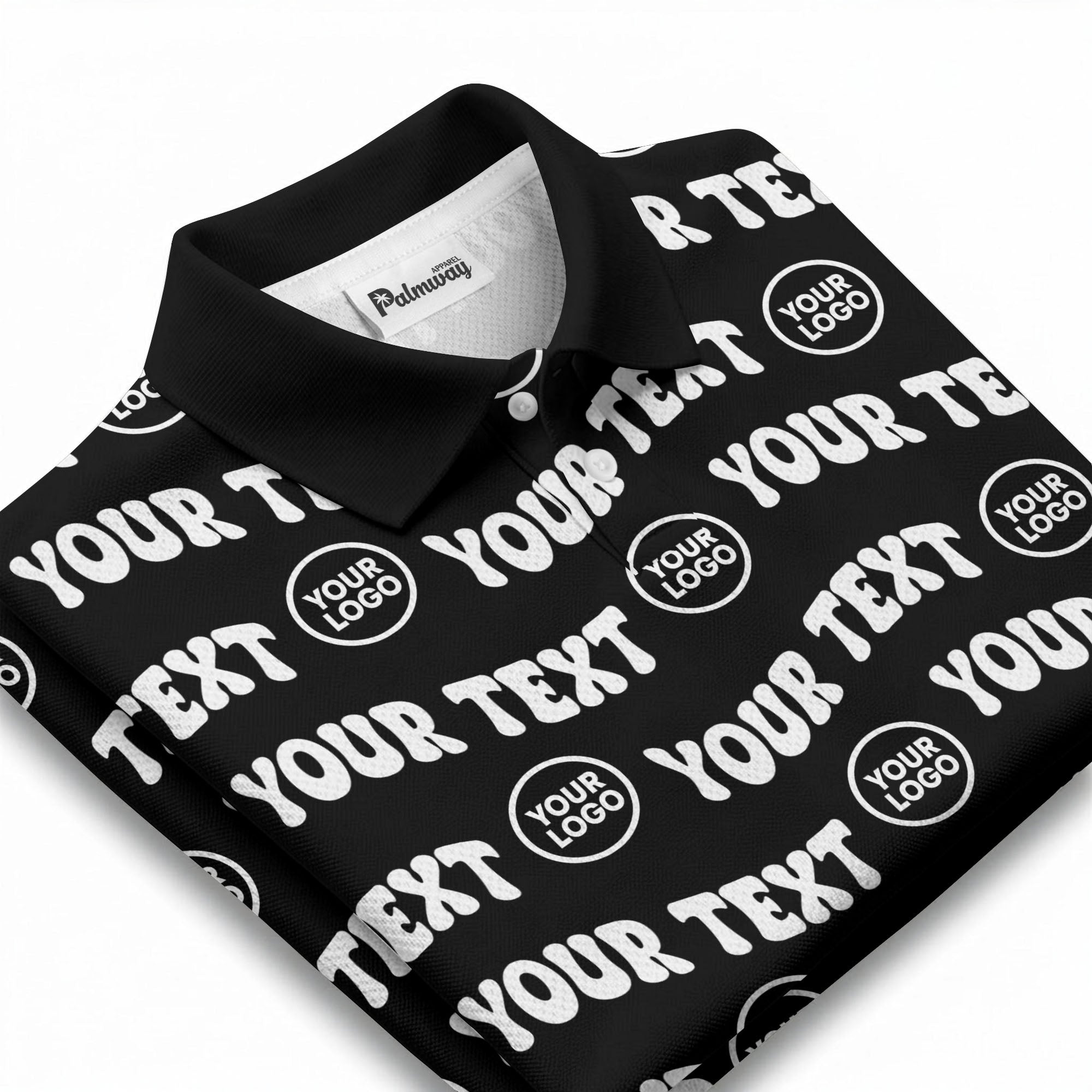 custom name & logo repeat black polo shirt