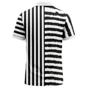 customizable black & white stripes with logo circles polo shirt