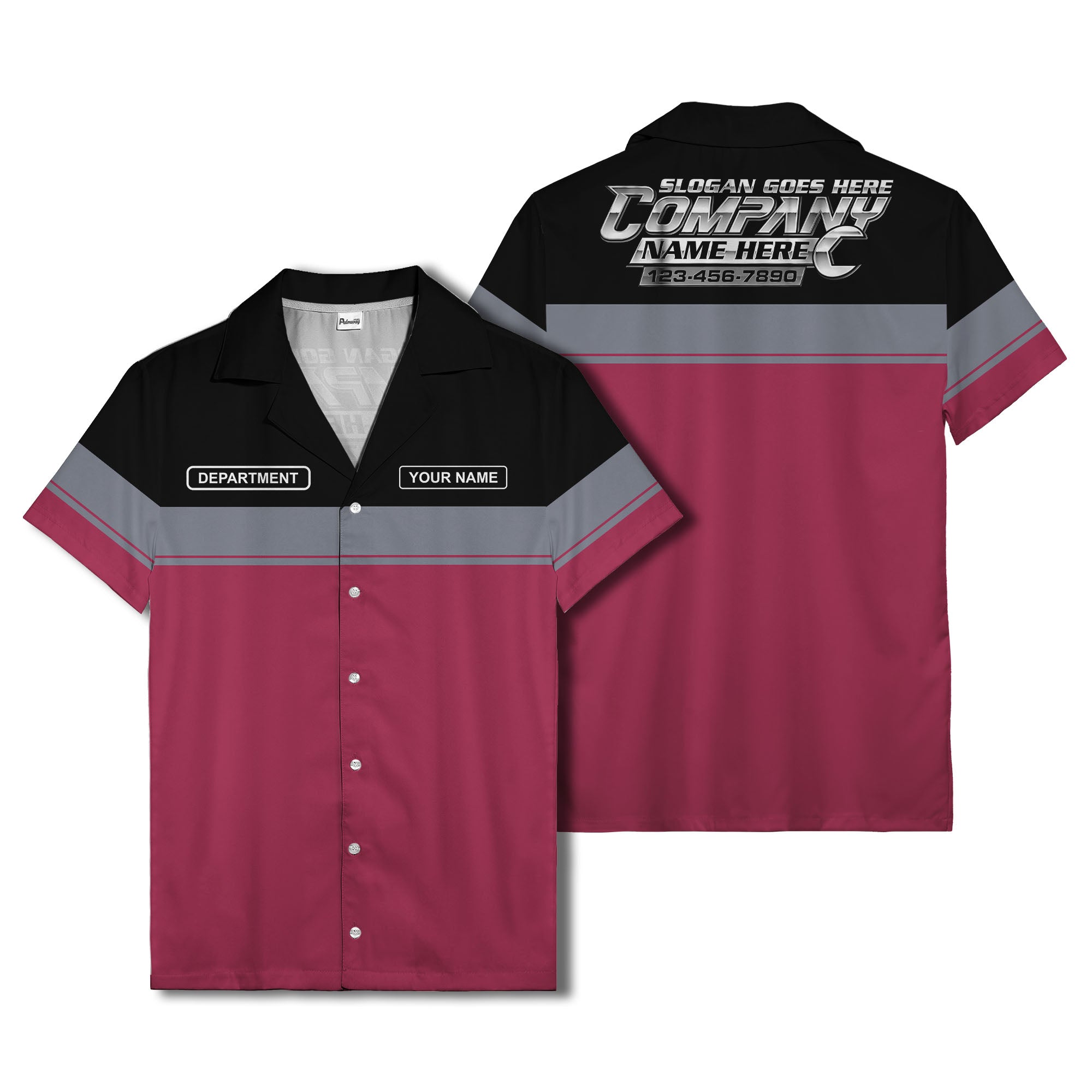 customizable department name gray stripe minimalist hawaiian shirt