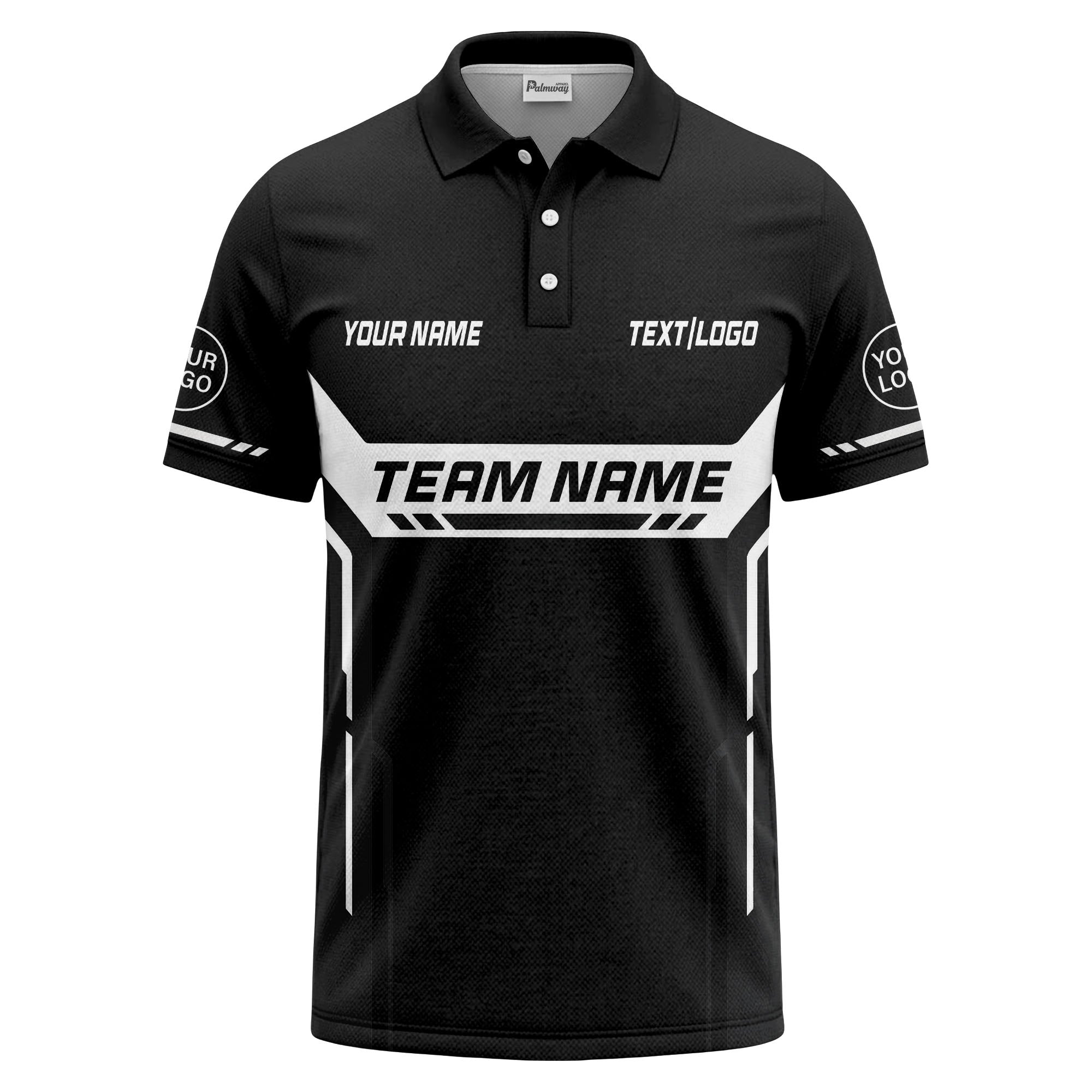 customizable team name geometric stripes polo shirt for men