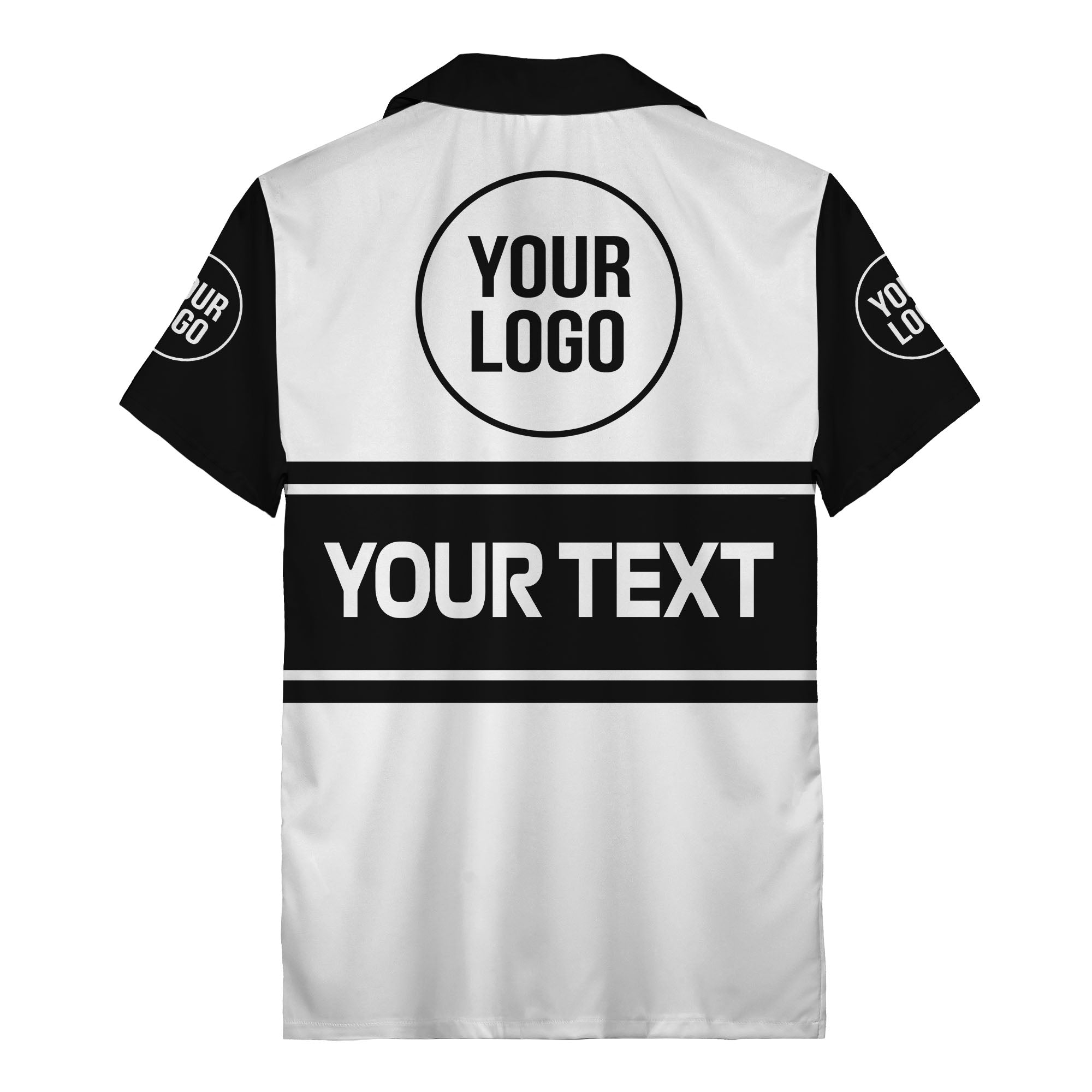 customizable text & logo horizontal stripe bowling hawaiian shirt