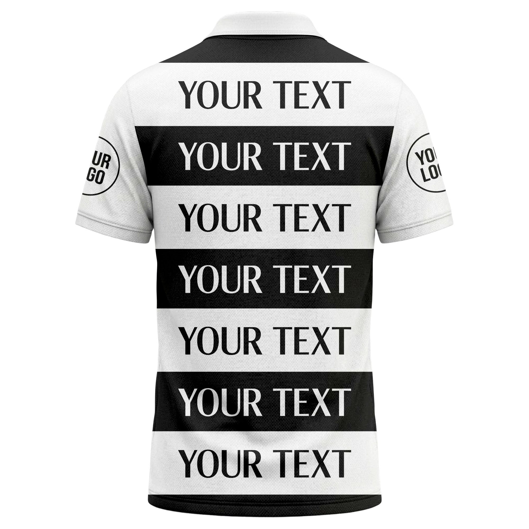 customizable text on bold horizontal stripes polo shirt